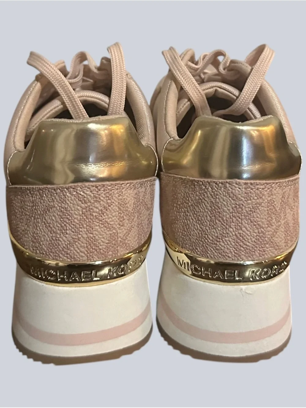 Michael Kors Rose Gold Platform Lace-Up Sneakers